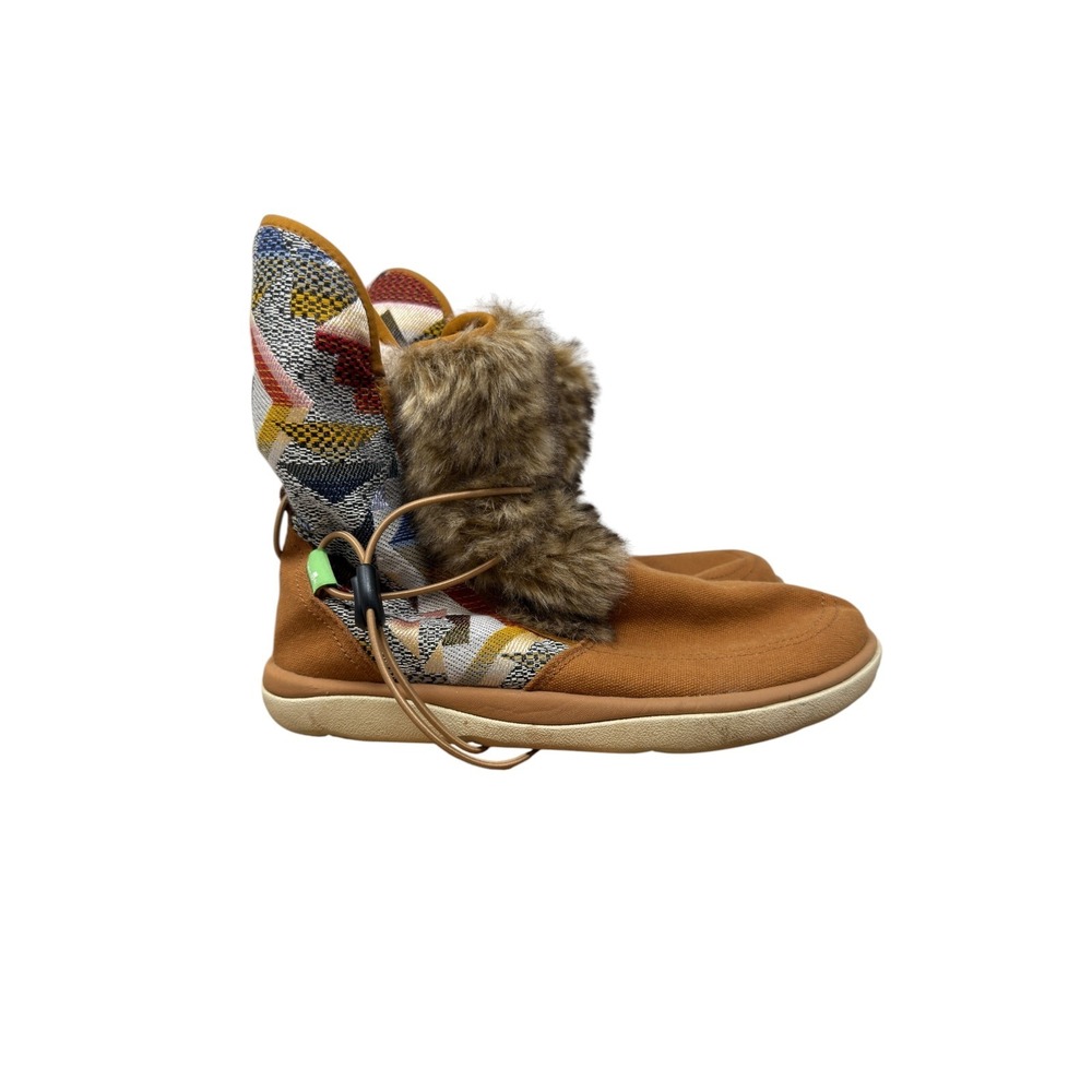 Sanuk Chiba Chill Boot Womens 8 Brown Geometric Faux Fur Faux Shearling 1094455 - Picture 3 of 9